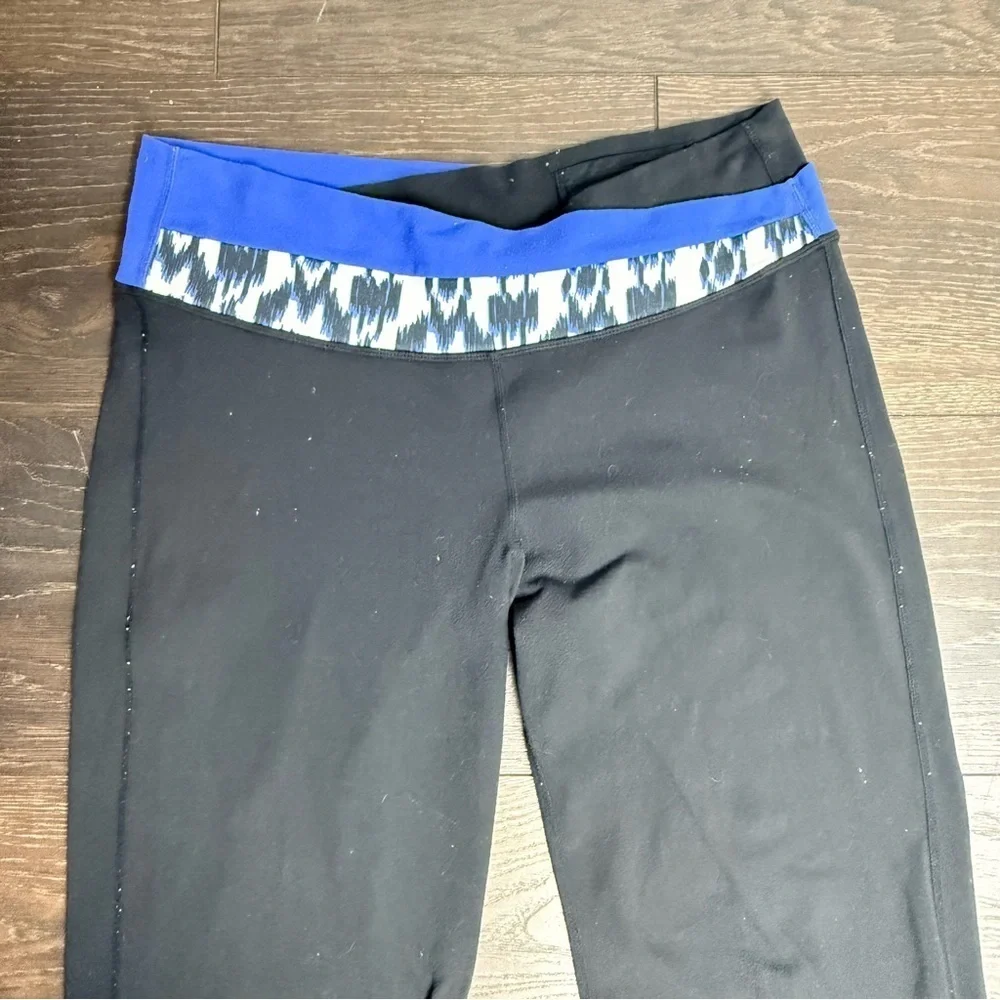 Lululemon Black Leggings with Blue Waistband